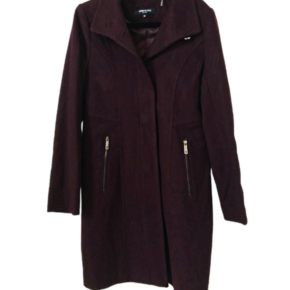 NWT Women's Kenneth Cole Burgundy 3/4 Coat size 10 - Picture 2 of 4